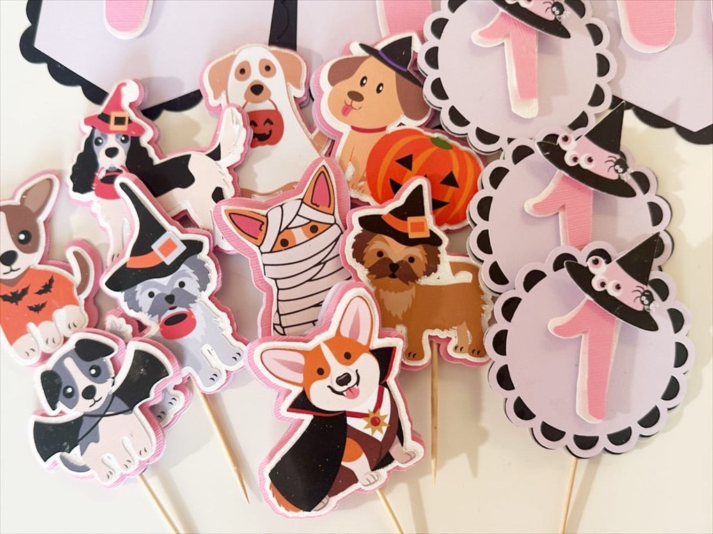 Halloween/Dog Party cupcake toppers