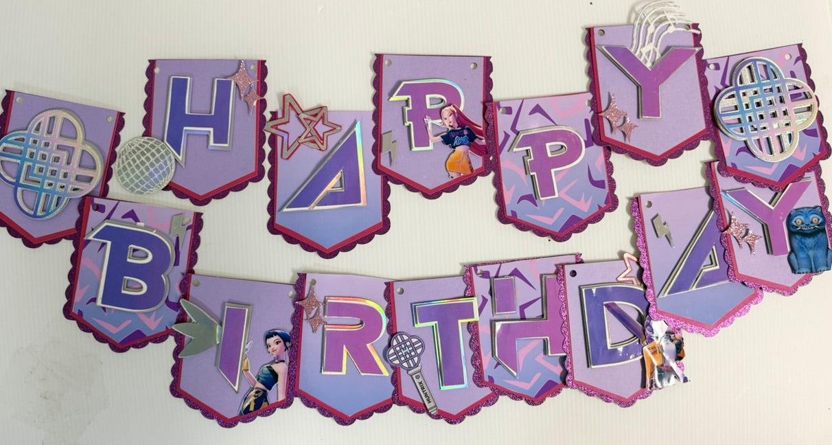 huntrix birthday banner
demon hunter party decor kpop birthday banner 