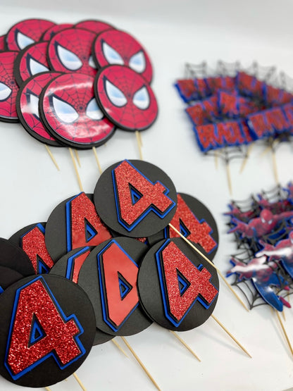 Spiderman Birthday Cupcake Toppers