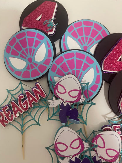 Spidergwen cupcake toppers