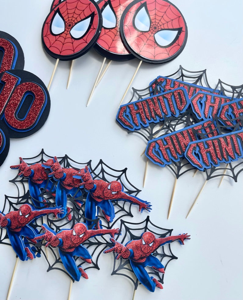 Spiderman Birthday Cupcake Toppers