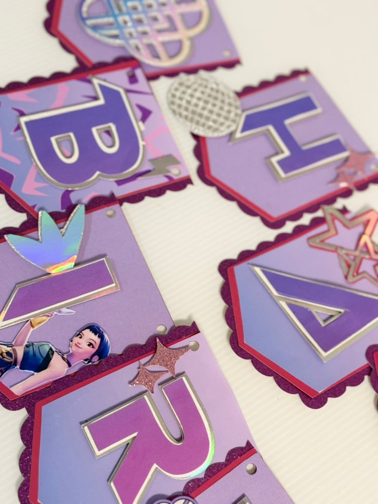 Huntrix / Demon Hunter Birthday Banner KPop Birthday Banner