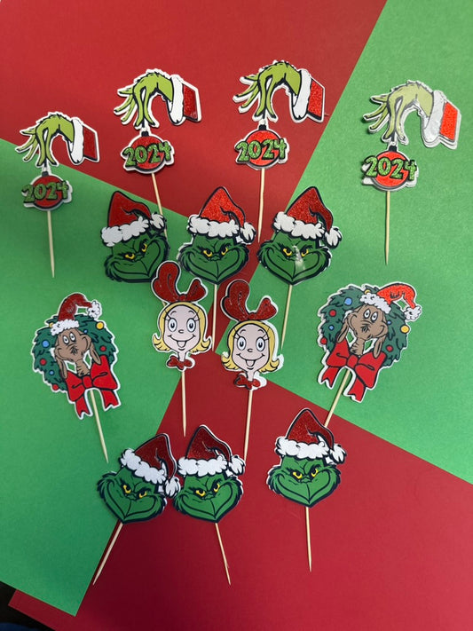 Grinch Cupcake toppers