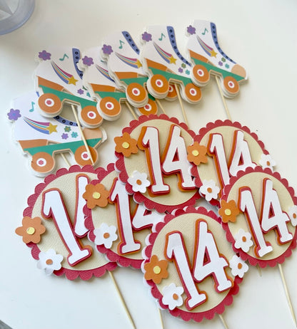 Skate Theme Party Cupcake Toppers