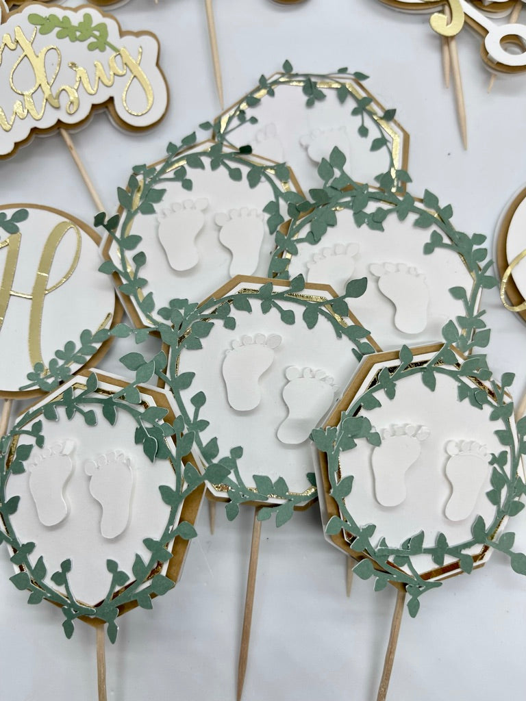 Baby Shower Forest Theme Cupcake Toppers