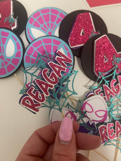 Spidergwen cupcake toppers