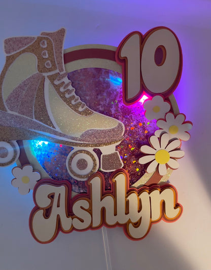 Groovy/retro skate theme cake topper shaker