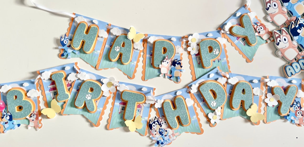 Blue Dog Birthday Banner