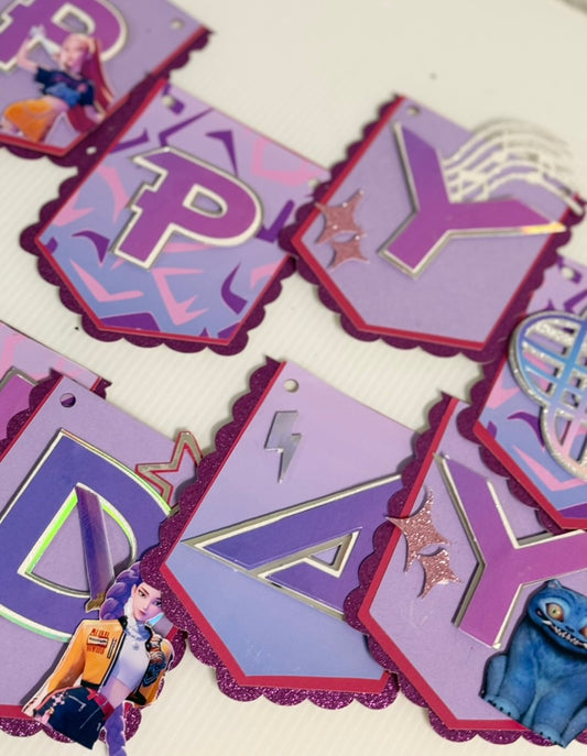 Huntrix / Demon Hunter Birthday Banner KPop Birthday Banner