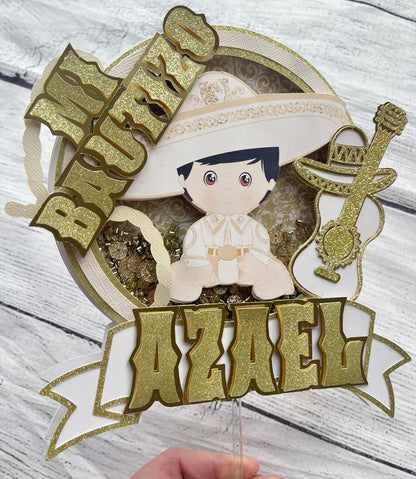 Charro theme birthday/baptism cake topper shaker