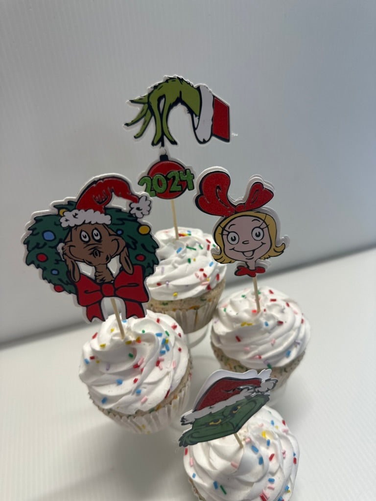 Grinch Cupcake toppers