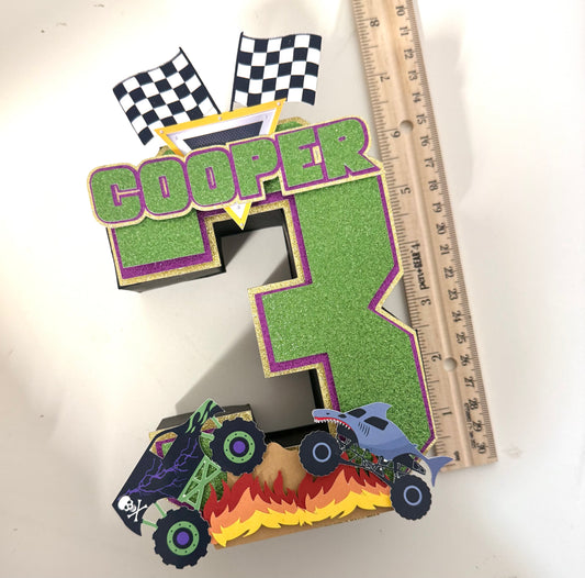 Monster Truck Birthday Number Cutout: Racing Party Centerpiece