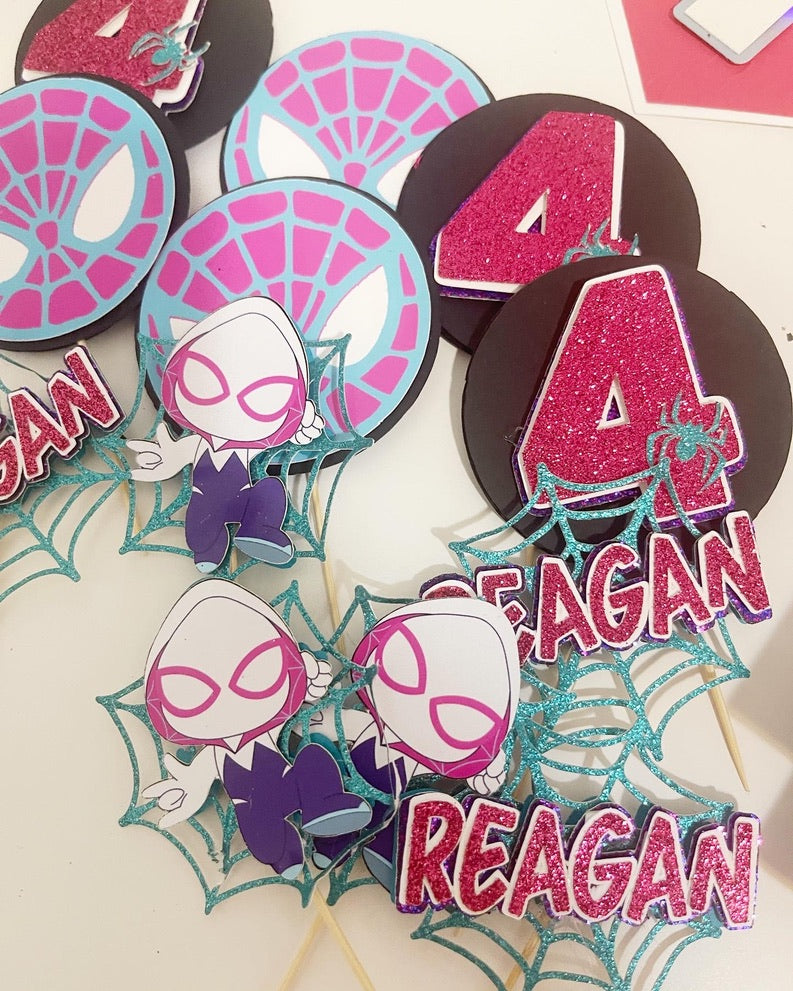 Spidergwen cupcake toppers