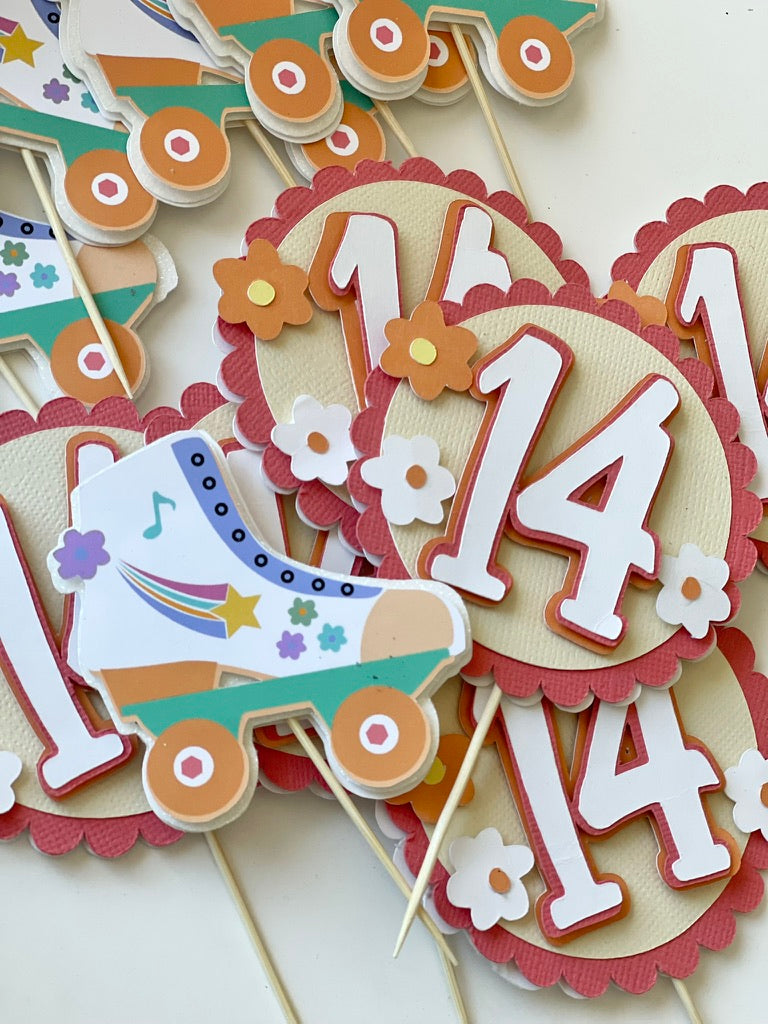 Skate Theme Party Cupcake Toppers