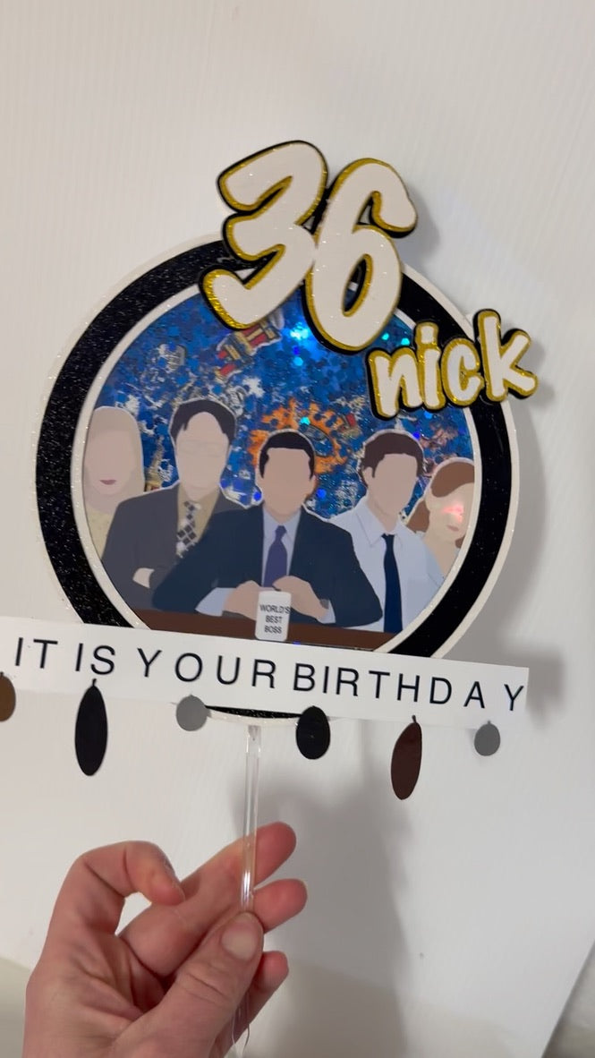 The Office Theme 30th Birthday Shaker Cake Topper