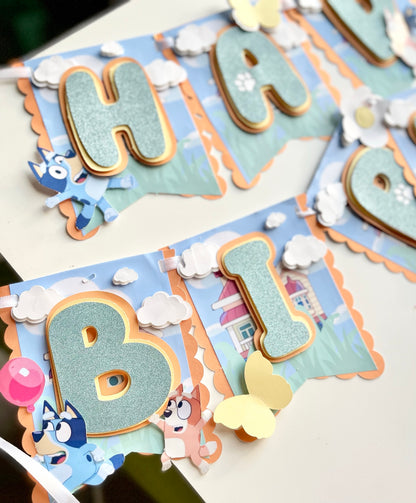 Blue Dog Birthday Banner