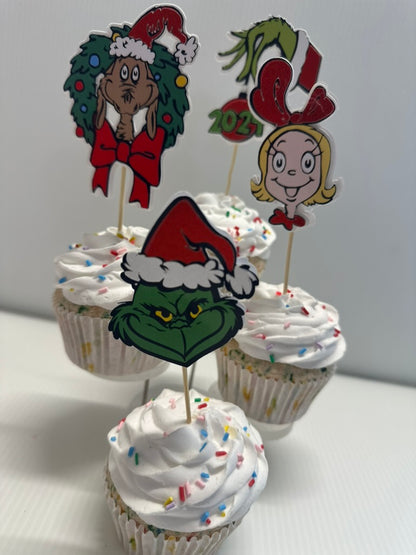 Grinch Cupcake toppers