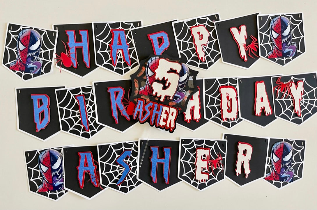 Spiderman Venom Happy Birthday Banner