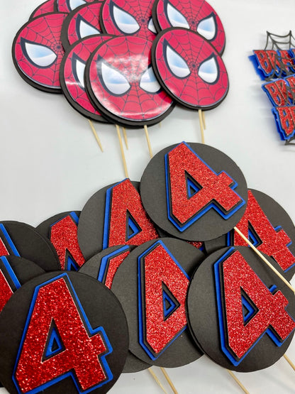 Spiderman Birthday Cupcake Toppers