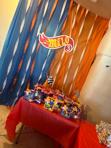 Hot Wheels Inspired Logo Birthday Backdrop Party Decor