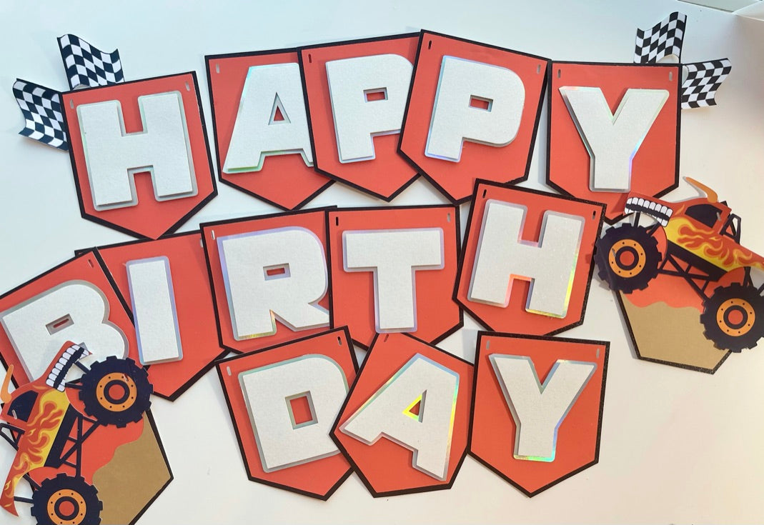 Monster Jam Theme Birthday Banner