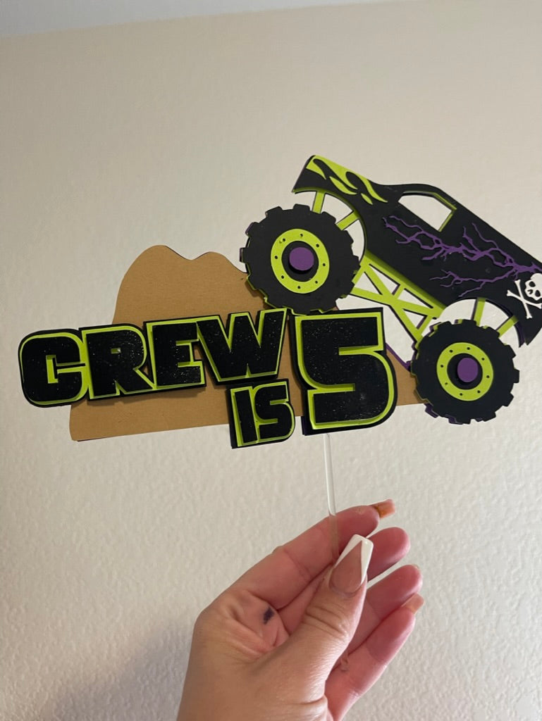 Monster Jam Grave Digger Birthday Cake Topper