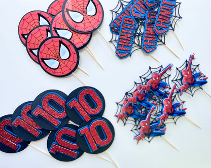 Spiderman Birthday Cupcake Toppers