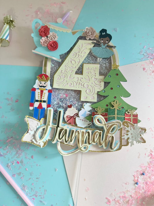 Christmas Tea Party Birthday Cake Topper