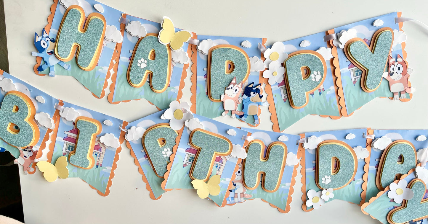 Blue Dog Birthday Banner