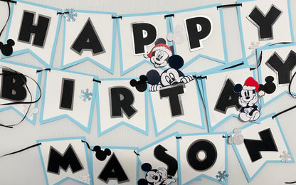 Christmas Modern Mickey Mouse Birthday Banner Christmas Baner