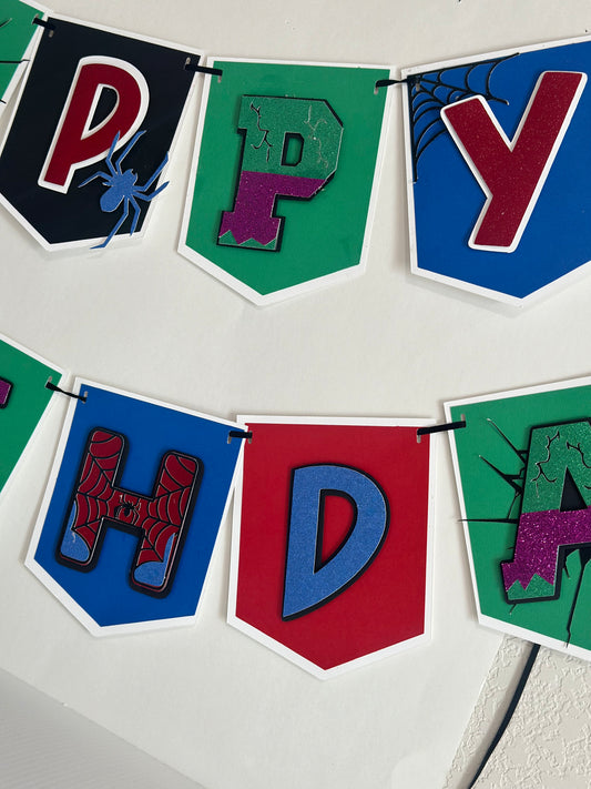 Spiderman Hulk Birthday Banner