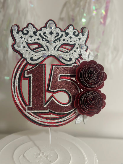 Masquerade Quince 15th Birthday Cake Topper