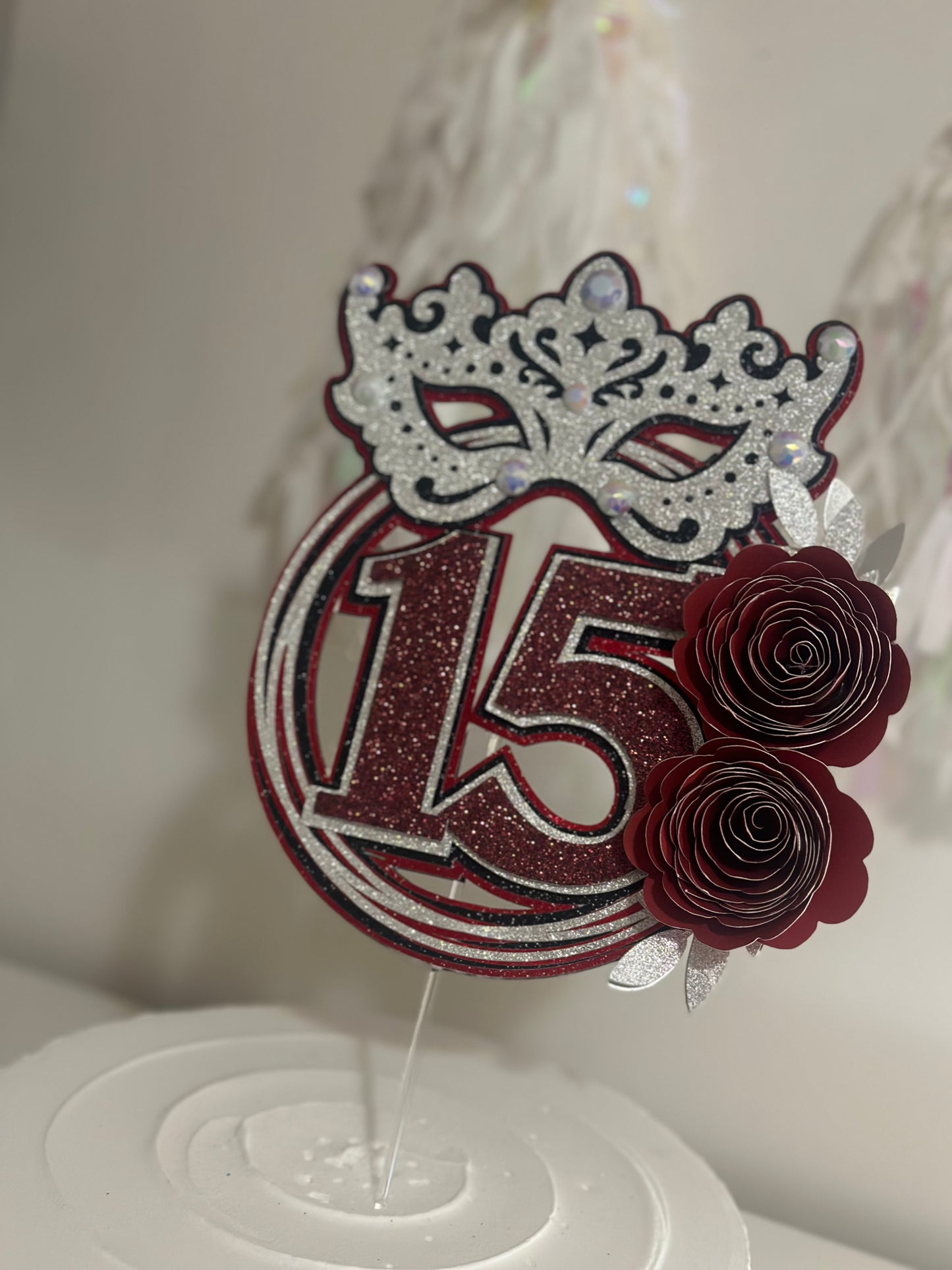 Masquerade Quince 15th Birthday Cake Topper