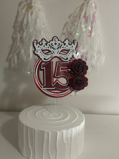 Masquerade Quince 15th Birthday Cake Topper