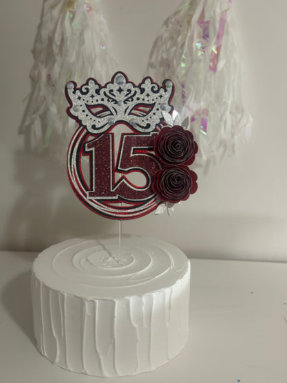 Masquerade Quince 15th Birthday Cake Topper