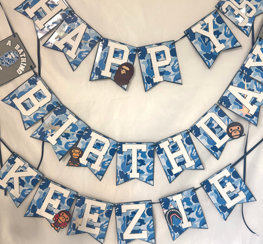 Custom BAPE Inspired Birthday Banner | Hype Streetwear Party Decor | Personalized Name & Age Banner