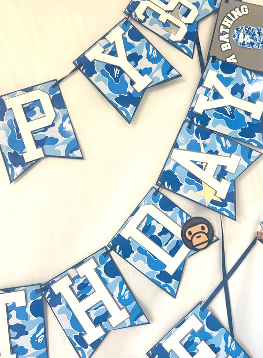 Custom BAPE Inspired Birthday Banner | Hype Streetwear Party Decor | Personalized Name & Age Banner