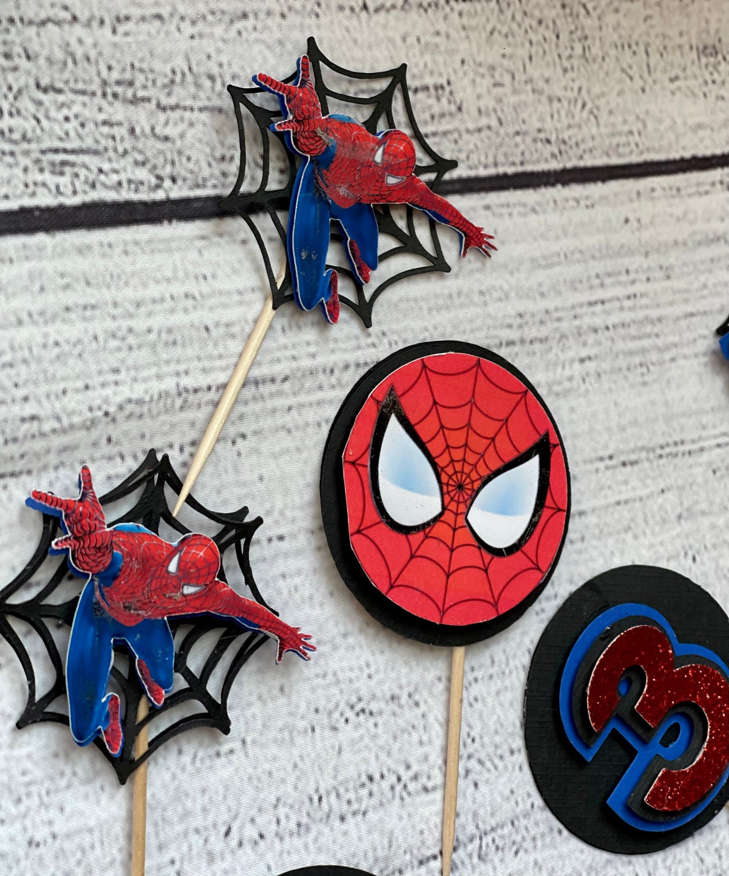 Spiderman Birthday Cupcake Toppers