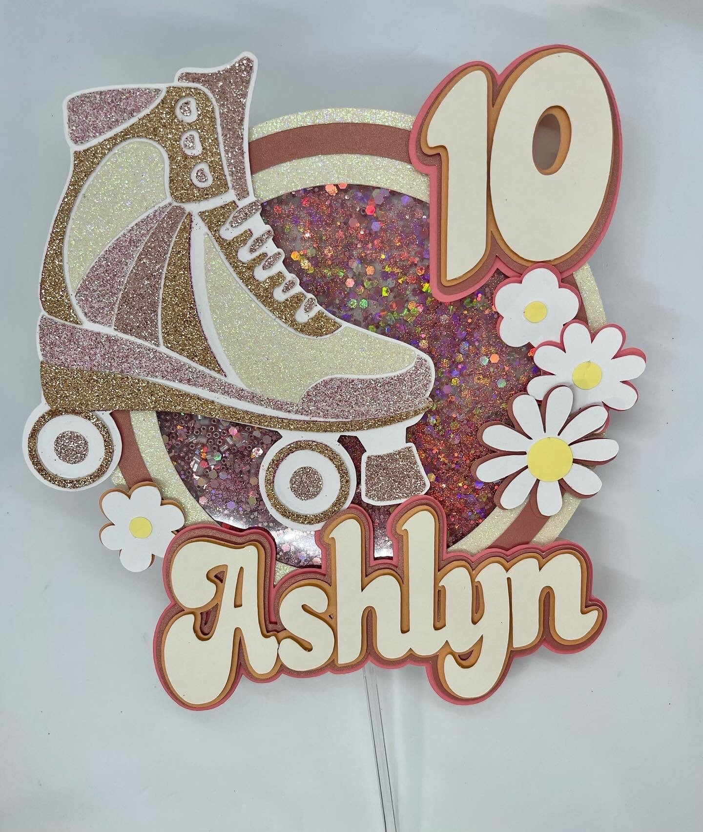 Groovy/retro skate theme cake topper shaker