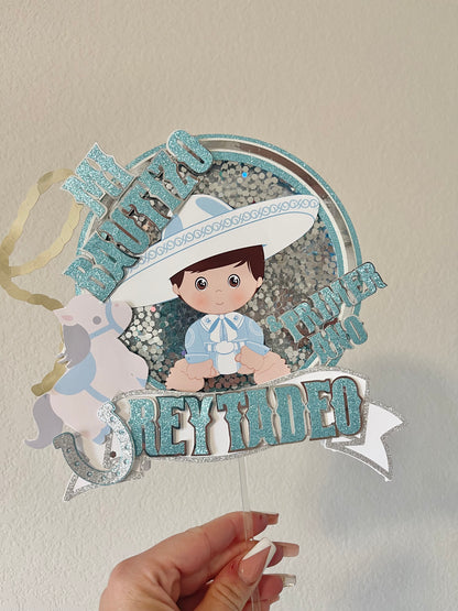 Charro theme birthday/baptism cake topper shaker